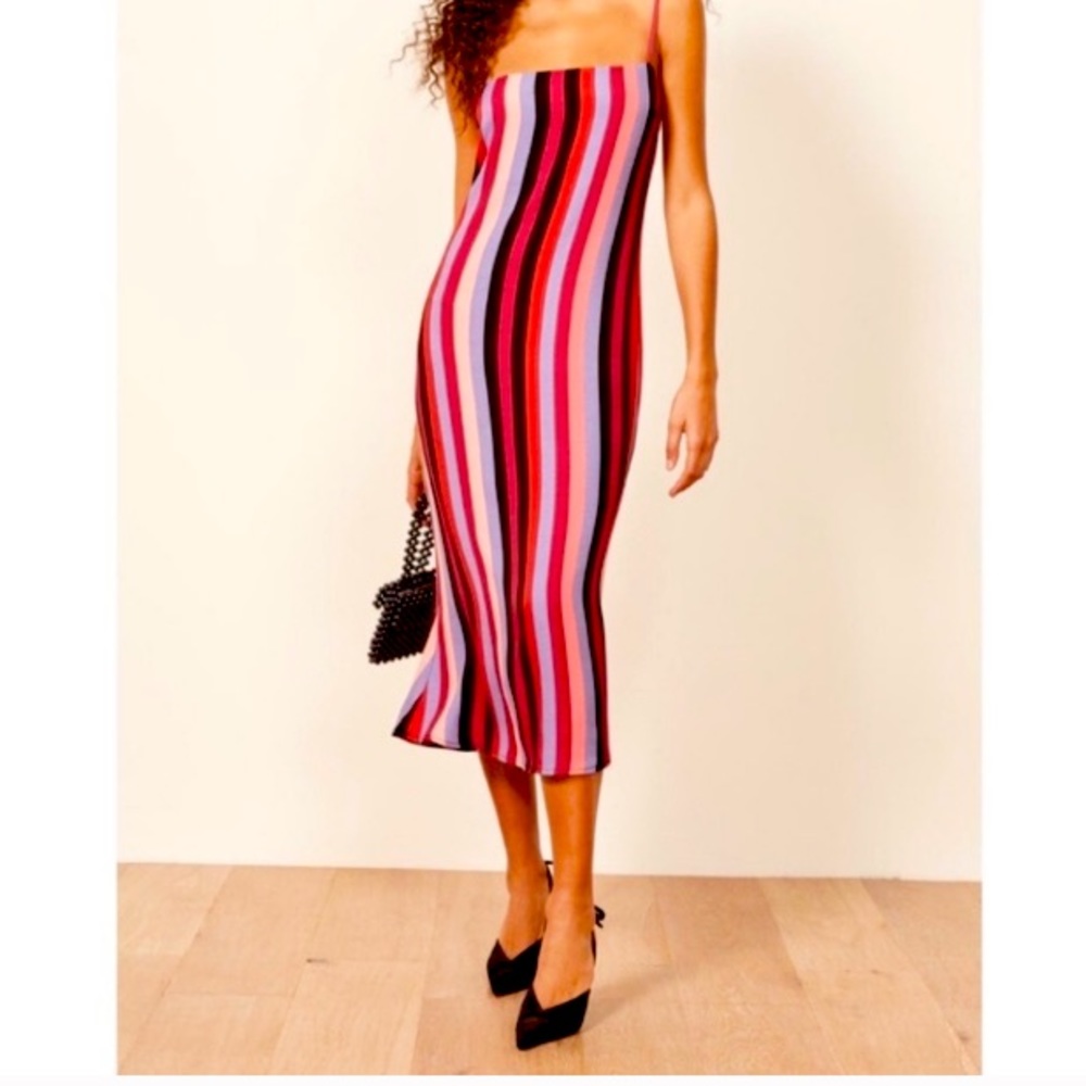 Reformation Rosaly Midi Dress in Isabel Stripe
